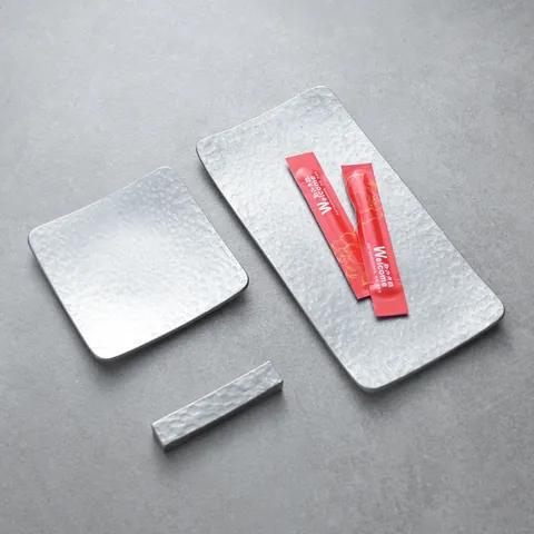 Creative Hammered 304 Stainless Steel Chopstick Rest Snack Plate Towel Tray For Hotel Restaurant Dinnerware Silver Gold Storage Dish