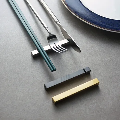 304 Stainless Steel Chopstick Rest Spoon Holder Knife Rack Tableware Stand Minimalist Modern Brushed Metal Spoon Support For Wedding Banquet Home Kitchen
