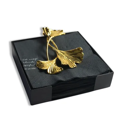 Scandinavian Stainless Steel Ginkgo Leaf Napkin Holder Square Desktop Paperweight Stand Dining Table Decor Restaurant Home