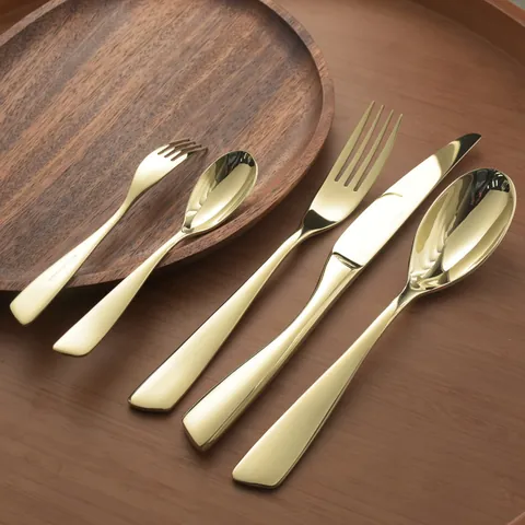 304 Stainless Steel Gold Cutlery Mirror Polished Western Knife Fork Spoon Minimalist Dinnerware Tableware For Wedding Banquet Restaurant Home Dining Collection