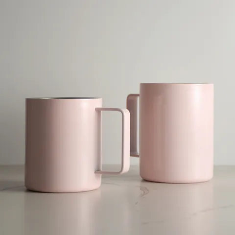 316 Roestvrijstalen Dubbellaagse Koffiemok Geïsoleerde Thermische Beker Voor Koud Warm Water Sap Roze Matte Mok Met Handvat