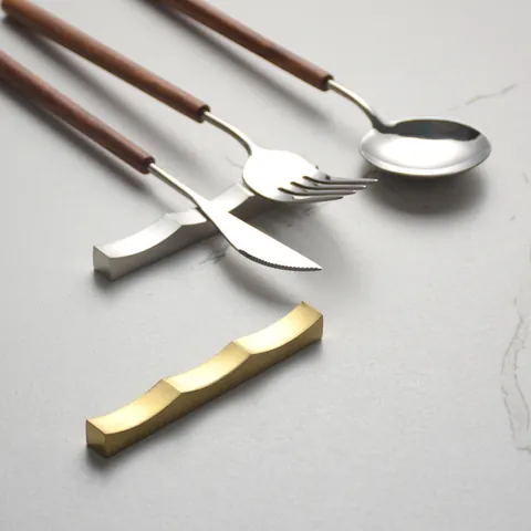 Creative Wave Stainless Steel Chopstick Rest Metal Spoon Fork Holder Matte Brushed Gold Silver Table Decor Restaurant