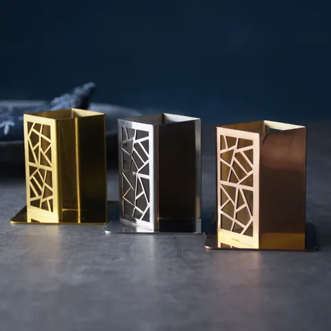 Stainless Steel Toothpick Holder Geometric Cut-out Storage Jar For Cotton Buds Modern Chinese Style Kitchen Organizer