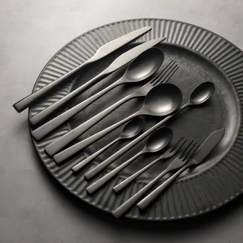 Retro Distressed Matte Black 304 Stainless Steel Tableware Steak Knife Dinner Fork Dessert Spoon Coffee Scoop Table Cutlery For Restaurant Home Kitchen