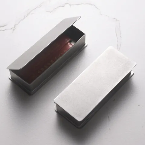 Vintage Industrial Stainless Steel Distressed Rectangular Toothpick Box Portable Matte Brushed Storage Case For Hotel Bar Home