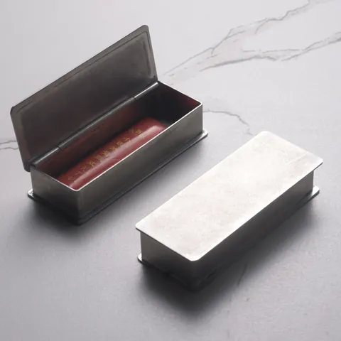 Vintage Industrial Stainless Steel Distressed Rectangular Toothpick Box Portable Matte Brushed Storage Case For Hotel Bar Home