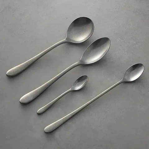 Juego de Cucharas de Acero Inoxidable Envejecido Vintage Cuchara de Sopa de Mango Largo Cuchara de Postre Café Té para Cocina Comedor Hogar Banquete