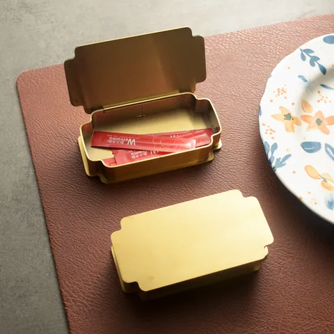 Caja de Palillos de Acero Inoxidable Cepillado Dorado de Lujo Soporte Antipolvo para Restaurante Hotel Hogar Cocina Decoración de Mesa