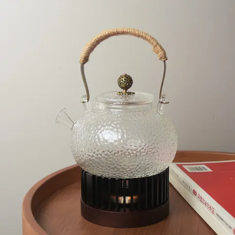 Base de Réchaud à Thé Noir de Style Danois Base de Chauffage à la Bougie Avec Théière en Verre Résistant à la Chaleur
