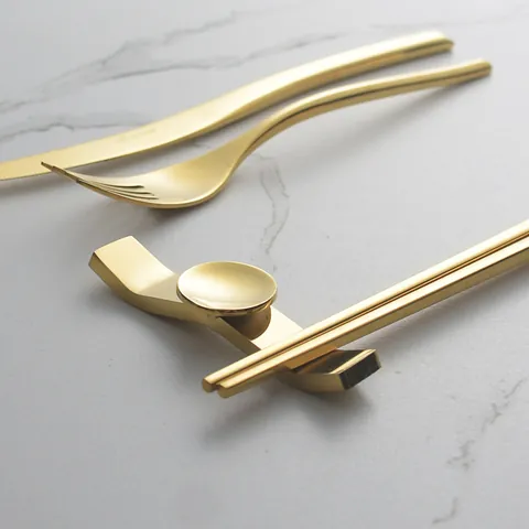 Modern 304 Stainless Steel Chopstick Rest Ruyi Shaped Spoon Holder Tableware Stand Mirror Polished Knife Fork Support For Home Hotel Banquet