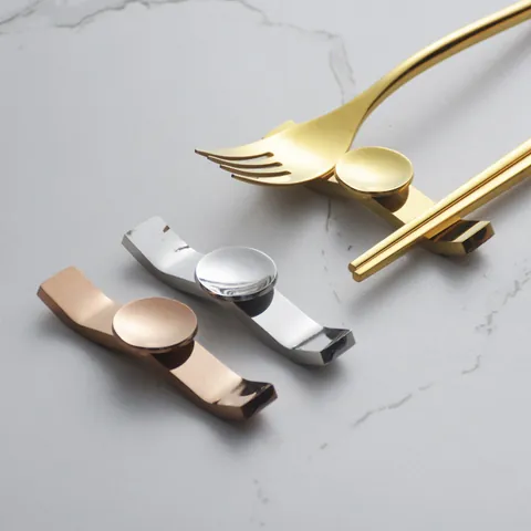 Modern 304 Stainless Steel Chopstick Rest Ruyi Shaped Spoon Holder Tableware Stand Mirror Polished Knife Fork Support For Home Hotel Banquet