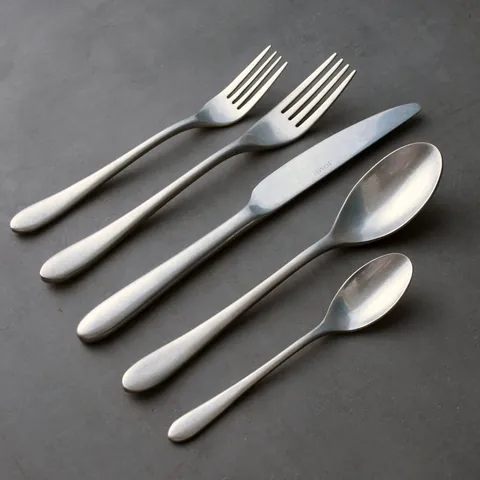 Vintage Industrial Style Stainless Steel Cutlery Matte Distressed Steak Knife Dinner Fork Soup Spoon Dessert Tableware