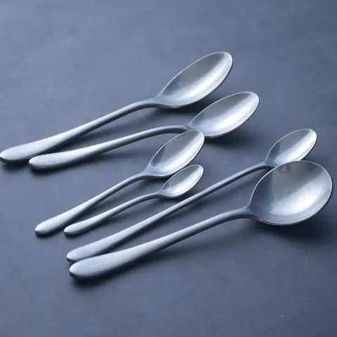 Vintage Industrial Style Stainless Steel Cutlery Matte Distressed Steak Knife Dinner Fork Soup Spoon Dessert Tableware