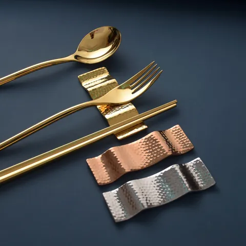Stainless Steel Hammered Chopstick Rest Spoon Holder European Style Table Cutlery Stand For Restaurant Hotel Home Dining Accessory
