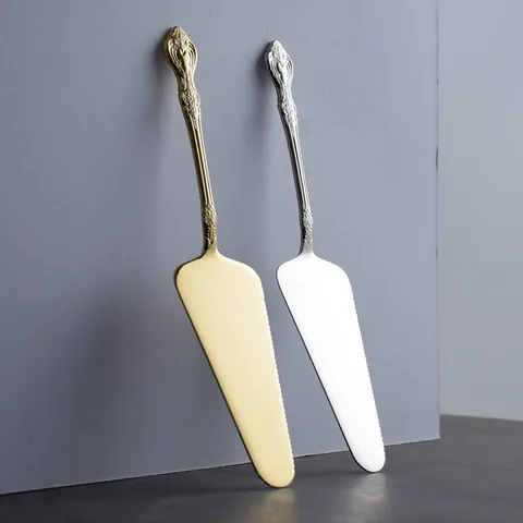 304 Stainless Steel Royal Vintage Relief Handle Cake Server Shovel Embossed Pastry Pizza Cutter Bread Knife Baking Kitchen Tool