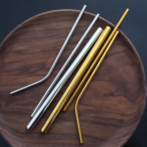 Reusable 304 Stainless Steel Straws For Cold Drinks Milk Tea Metal Drinking Straws Smooth Edges Mirror Polished Eco Friendly Set