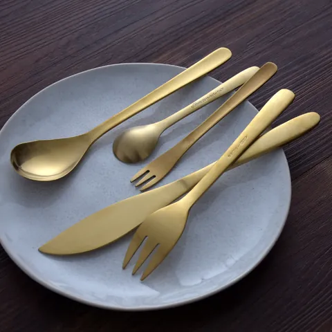 304 Stainless Steel Cutlery Set Japanese Retro Gold Willow Leaf Dinner Knife Fork Spoon For Home Wedding Tableware