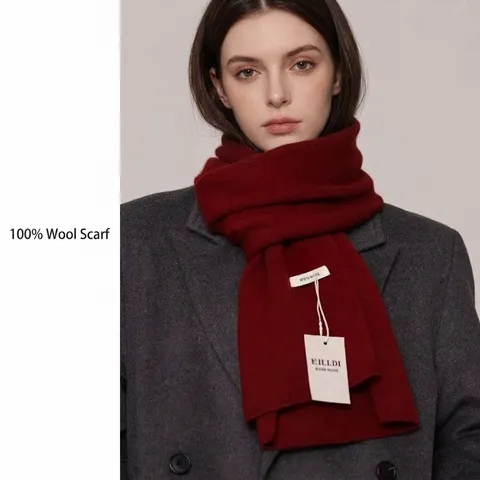 Damen Hochwertige 100% Australische Wolle Strickschal Warm Einfarbig Langer Schal Eleganter Winter Pashmina Accessoire Für Damen