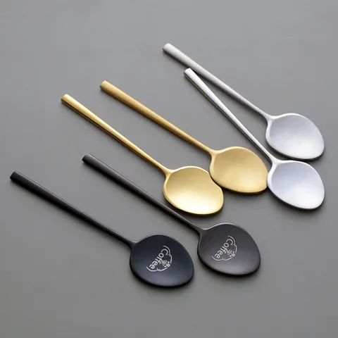 Japanese 304 Stainless Steel Coffee Stirring Spoon Creative Leaf Shape Ice Cream Dessert Honey Spoon Minimalist Tableware