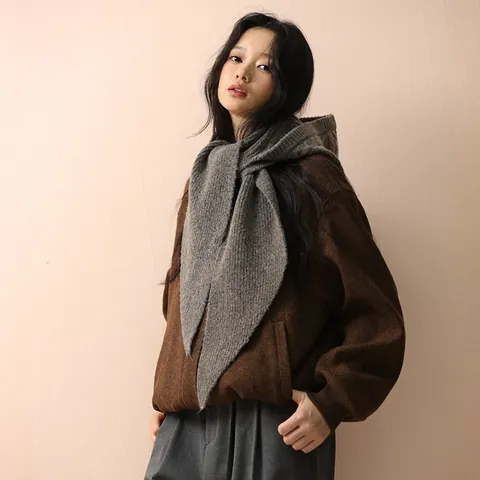Cappello Balaclava in Maglia con Sciarpa Integrata in Stile Coreano Protezione Orecchie Misto Lana Trama a Treccia