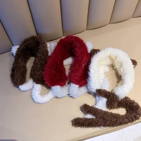 Women's Cute Cat Ear Earmuffs Faux Lamb Wool Winter Warm Ear Warmers Adjustable Strap Plush Soft Korean Style Fashion Accessories