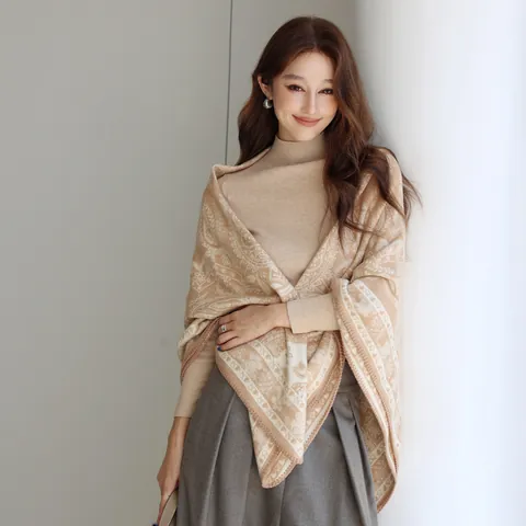 Elegant Vintage Paisley Scarf Shawl For Women Silk Wool Viscose Blend Large Square Pashmina Luxury High End Wraps Blanket