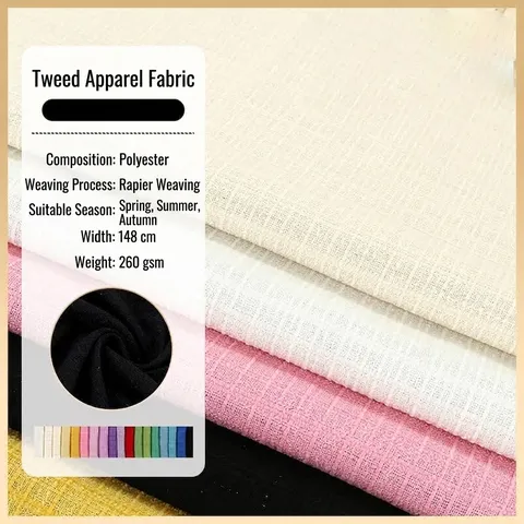 Polyester Carded Tweed Fabric Plaid Pattern Elegant Style Sewing Material For Fashion Garment Coat Sofa DIY Craft Fabric
