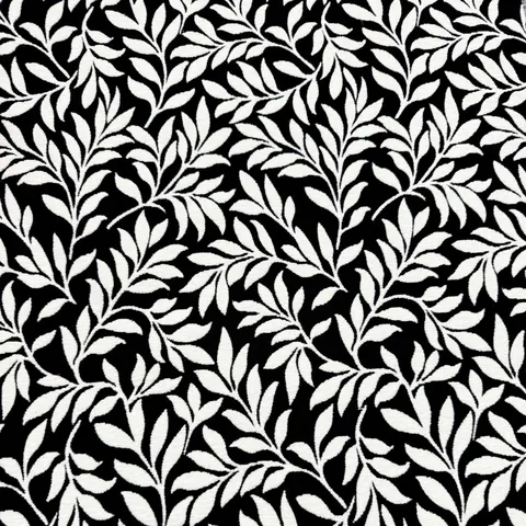 Tessuto Jacquard in Ciniglia Moderno Minimalista Retrò Bianco Nero Pianta Foglia Linea Astratta Materiale Tappezzeria