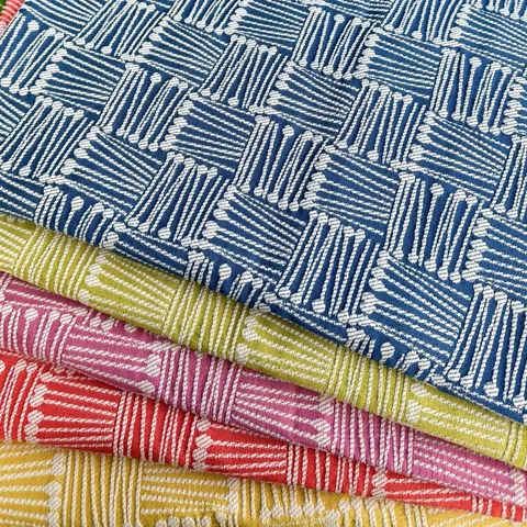 Geometric Jacquard Fabric Heavy Polyester Cotton Blend Square Pattern Yarn-Dyed Decorative Fabric For Sofa Cushion Table Runner Home Decor