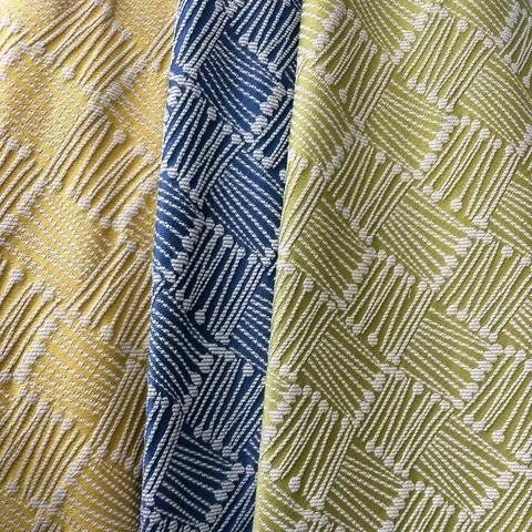 Geometric Jacquard Fabric Heavy Polyester Cotton Blend Square Pattern Yarn-Dyed Decorative Fabric For Sofa Cushion Table Runner Home Decor