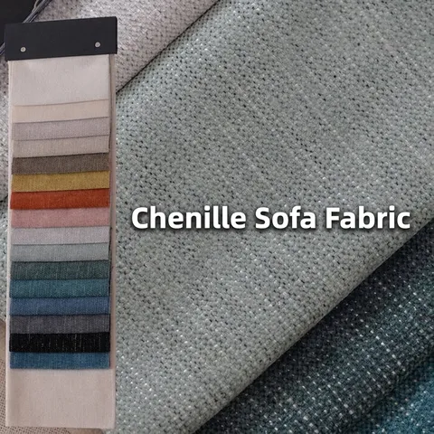 Tela de Chenilla Premium Material de Tapicería a Rayas Engrosado Poliéster Color Sólido para Fundas de Sofá Almohadas Costura DIY