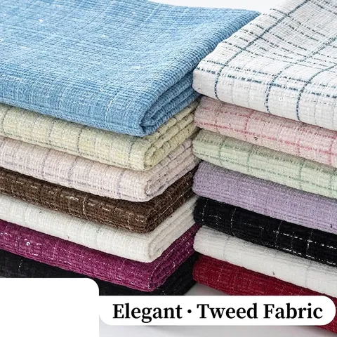 Luxury Tweed Fabric With Sequins Checkered Boucle Fabric For DIY Sewing Apparel Coat Skirt Handbag Shoes Craft Polyester Fabric