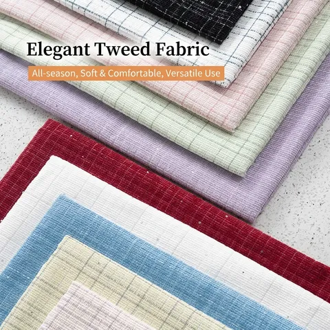 Luxury Tweed Fabric With Sequins Checkered Boucle Fabric For DIY Sewing Apparel Coat Skirt Handbag Shoes Craft Polyester Fabric