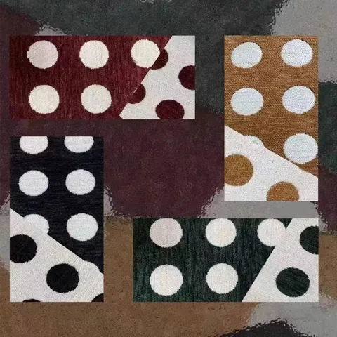 High Grade Yarn-Dyed Jacquard Chenille Fabric Thick Double Sided Vintage Polka Dot Upholstery Fabric For Sofa Home Decor