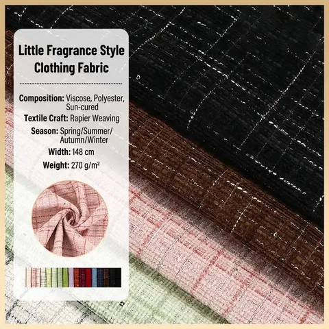 Woolen Tweed Fabric Chanel Style Plaid Pattern Sequin Glitter Fabric For Coats Dresses Bags DIY Sewing Fabric By The Meter