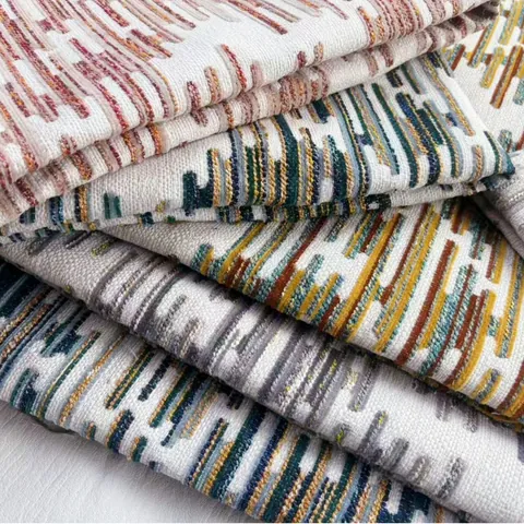 Modern Jacquard Chenille Polyester Fabric For Sofa Cushion Pillow Geometric Stripe Home Decor DIY Upholstery Fabric