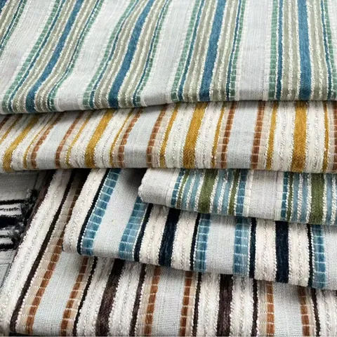 Jacquard Striped Chenille Fabric Thick Polyester Upholstery Material For Sofa Cushion Cover DIY Sewing Home Decor Craft Background Wall Cloth