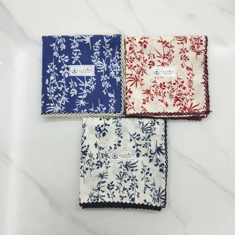 Pañuelo Cuadrado de Algodón con Estampado Floral Retro para Mujer con Borde de Encaje Bandana de Margaritas Accesorios para el Pelo