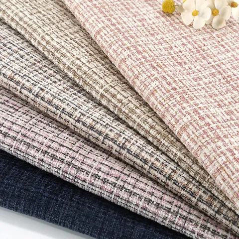 Plaid Chenille Fabric Chanel Style Tweed Material For Clothing Pillow Case Home Decor Autumn Winter DIY Sewing Fabric