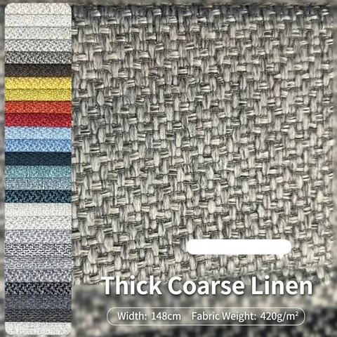 Tela de Tapicería Estilo Lino Grueso Engrosada Poliéster Color Sólido Ligamento Tafetán Textil Para Sofá Cojín Hogar