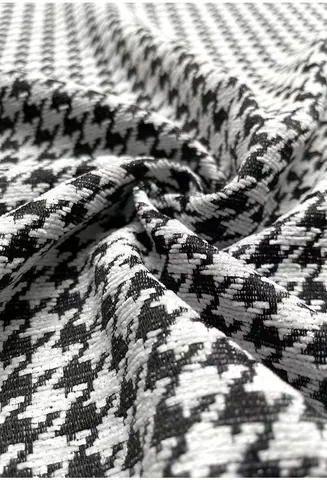 Classic Black White Houndstooth Fabric Chenille Cotton Polyester Woven Fabric For Sofa Cushion Pillow Cover Tablecloth Home Decor