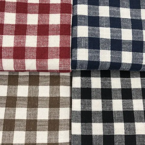 Classic Gingham Plaid Fabric Linen Cotton Blend Upholstery Cloth For Sofa Cover Tablecloth Cushion DIY Sewing Home Decor