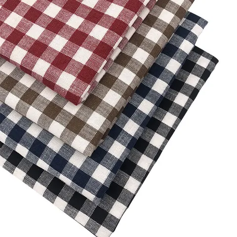 Classic Gingham Plaid Fabric Linen Cotton Blend Upholstery Cloth For Sofa Cover Tablecloth Cushion DIY Sewing Home Decor