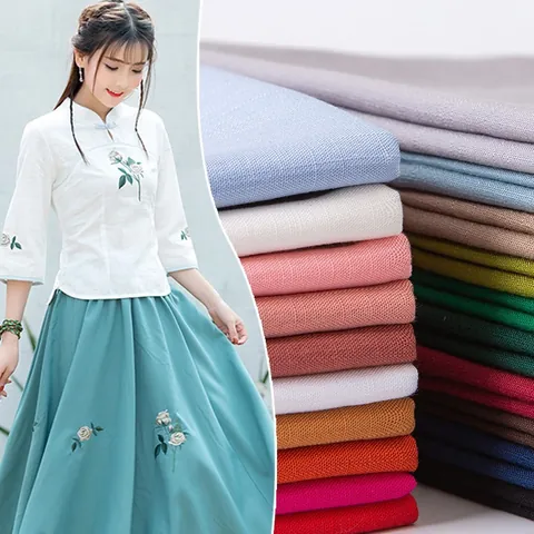 Premium Solide Leinen Baumwolle Mischung Slub Stoff Gefärbtes Material Für Kleidungsstücke Taschen Kissen Heimdekor Handwerk Nähen