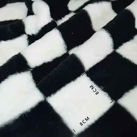 Verdickter Kaninchenfell-Imitat Plüschstoff Schachbrettmuster Plaid Nähmaterial Für Sofa Kissen DIY Kleidung Heimdekoration