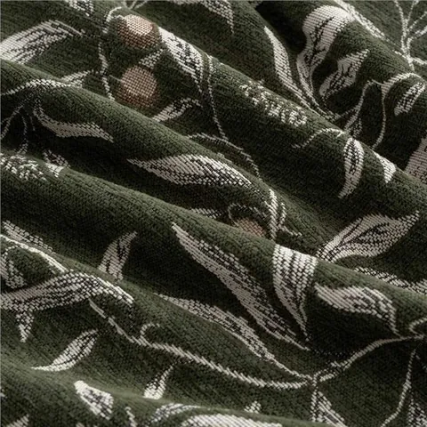 Vintage Luxury Polyester Chenille Jacquard Upholstery Fabric Botanical Leaf Pattern Table Curtain Sofa Decoration Material