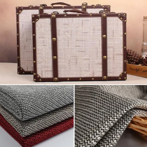 Trapezoidal Grid Imitation Linen Fabric 100% Polyester Woven Material For DIY Craft Storage Box Bag Upholstery Cloth