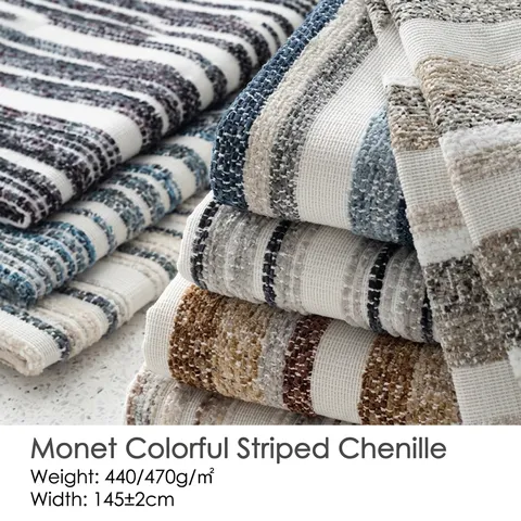 Tessuto di Chenille a Righe Stile Monet Multicolore Jacquard a Maglia per Divani Cuscini Borse Artigianato Decorazione Casa