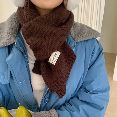 Dames Winter Wolmix Gebreide Sjaal Effen Kleur Franse Slouchy Sjaal Met Geweven Label ARCLSEE Warme Veelzijdige Sjaal