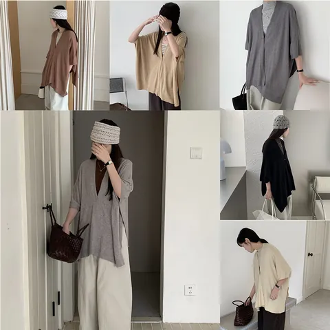 Scialle a Maglia da Donna Retro Nuovo Stile Cinese Cappa Tinta Unita Minimalista Scialle Avvolgente per Inizio Autunno Elegante Top
